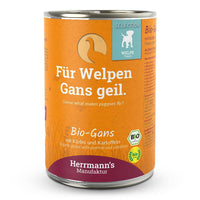 Herrmann’s Bio-Welpenfutter mit Gans, Kartoffel und Kürbis – hochwertiges Monoprotein-Alleinfutter für heranwachsende Hunde