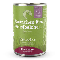 Herrmann’s Sensibel Bio-Kaninchenfutter – getreidefreies Alleinfutter für empfindliche Hunde mit Reisflocken und Karotte