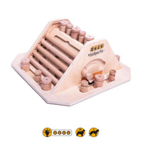 Hunde Intelligenzspiel Pyramide von My Intelligent Dogs® – anspruchsvolles Hundespielzeug zur Förderung von Denkvermögen und Problemlösungsfähigkeiten, geeignet für mittelgroße und große Hunde, verschiedene Schwierigkeitsstufen einstellbar.