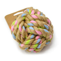 Nachhaltiger Hundespielzeug-Seil-Ball aus Hanf – umweltfreundlicher Ball in Naturfarbe, robust geflochten, ideal für Zahnpflege und Kauspielspaß bei kleinen und großen Hunden.