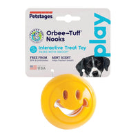Orbee-Tuff® Nook Smiley – Interaktives Hundespielzeug von Planet Dog, ideal zum Werfen, Kauen und Befüllen mit Leckerlis, mit Minz-Aroma und 100% biologisch abbaubar.