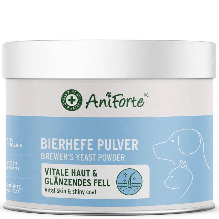 AniForte® Bierhefe Pulver für Hunde und Katzen – natürliches Ergänzungsfuttermittel zur Unterstützung von Fell, Haut und Vitalität, reich an B-Vitaminen und Proteinen