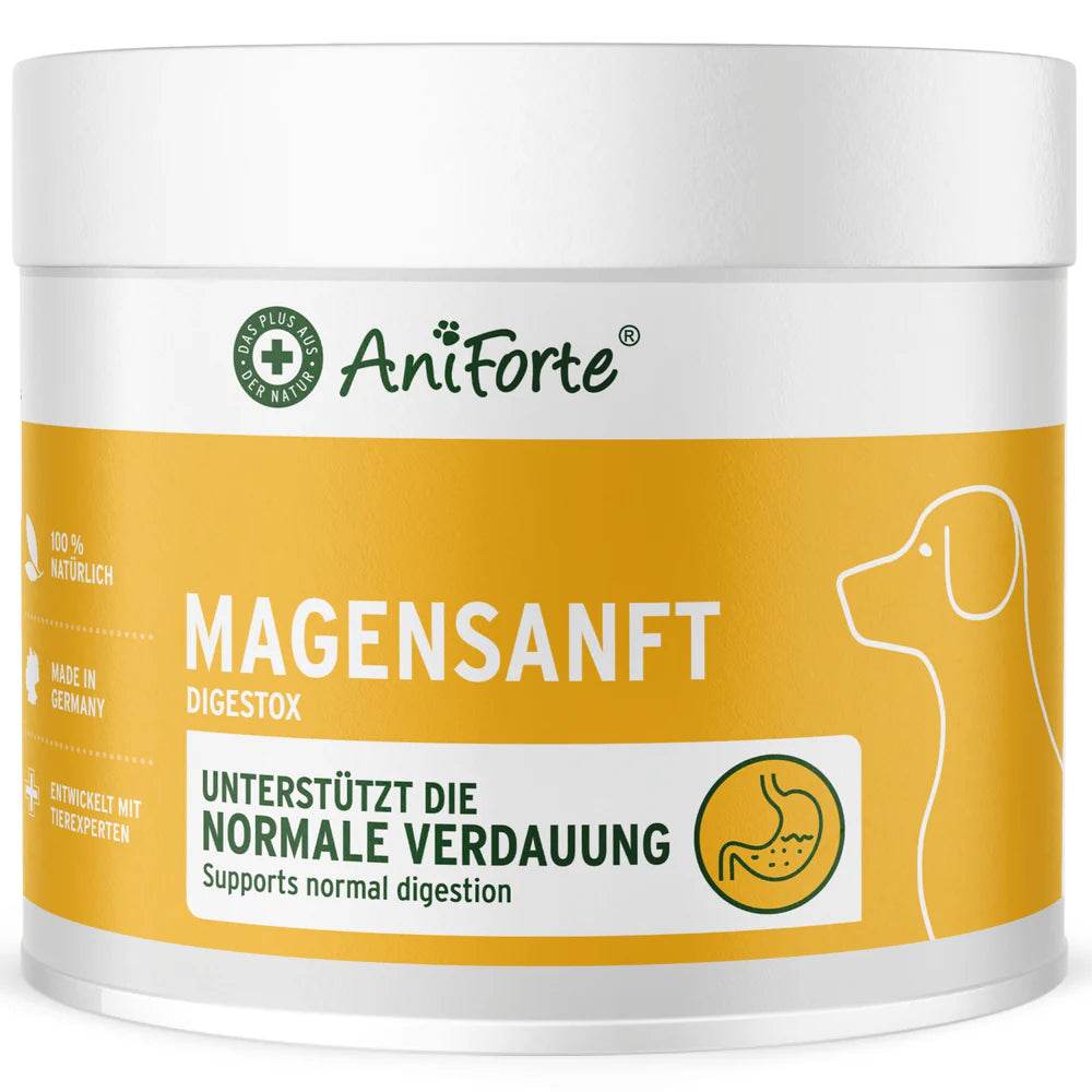 AniForte MagenSanft Magenpulver für Hunde — natürliches Granulat aus Tonmineralien und Kräutern zur Unterstützung der Verdauung, Magen-Darm-Tätigkeit und normalen Kotbeschaffenheit.