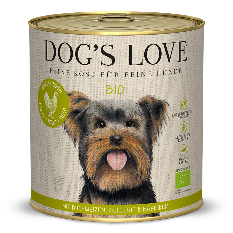 DOG’S LOVE Bio Huhn – getreidefreies Nassfutter für Hunde 800g