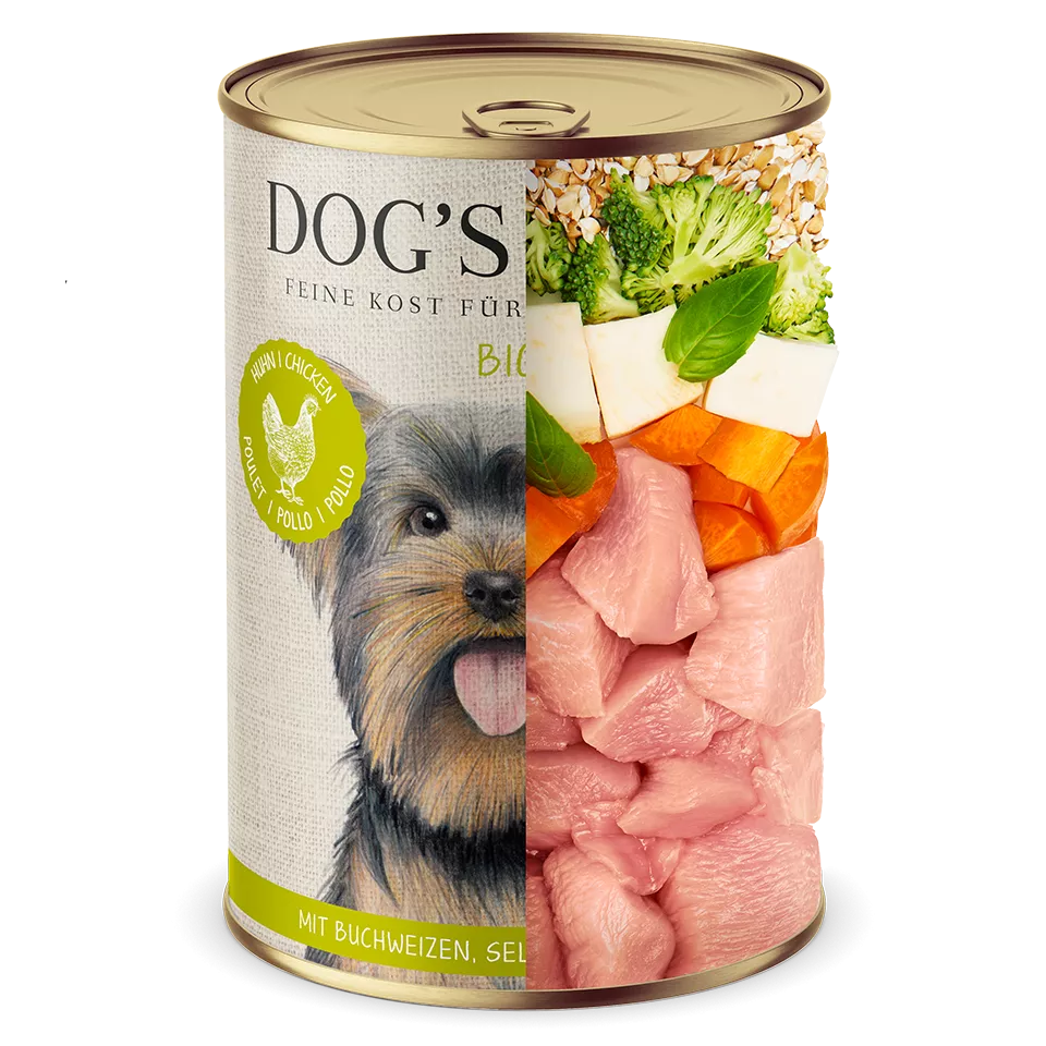 DOG’S LOVE Bio Huhn – getreidefreies Nassfutter für Hunde Inhalt