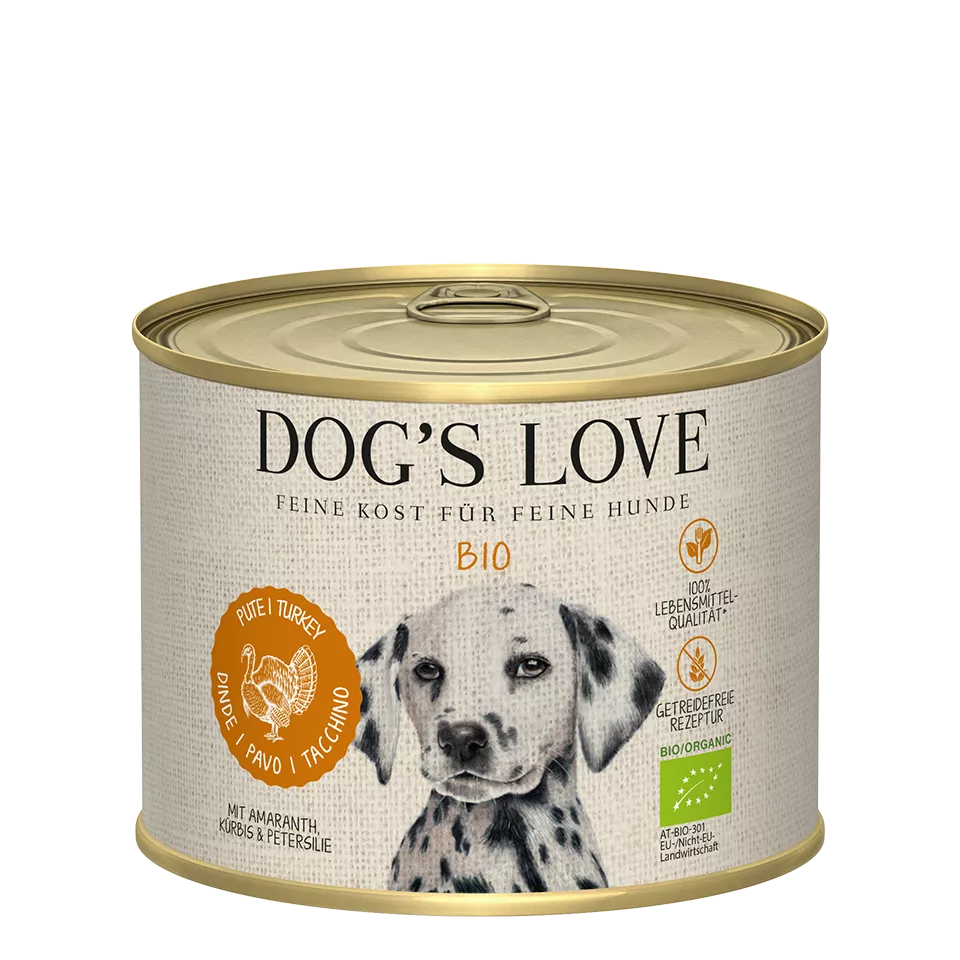 DOG’S LOVE Bio Pute – getreidefreies Nassfutter für Hunde 200g