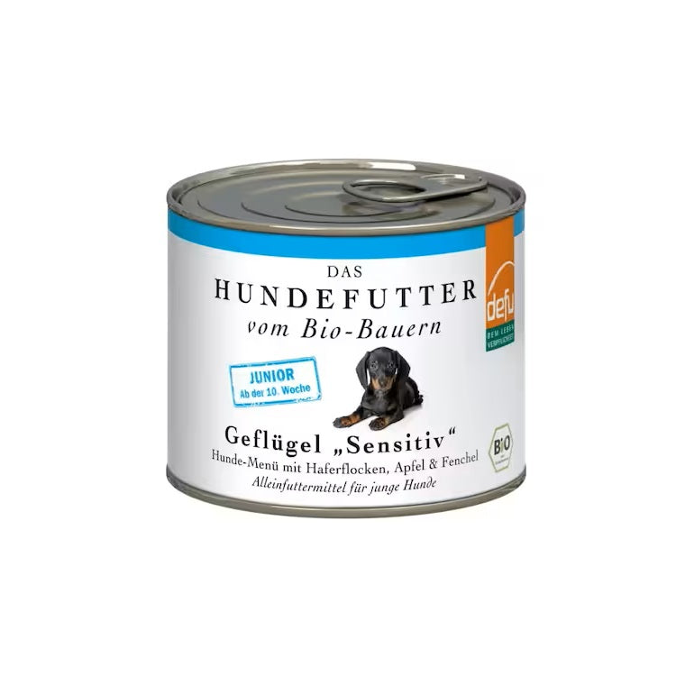 Defu Junior Sensitive Geflügel – Bio-Nassfutter für Welpen 200g