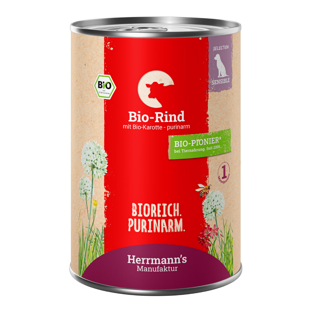 Herrmann Sensibel Rind & Karotte – purinarmes Hundefutter 400g