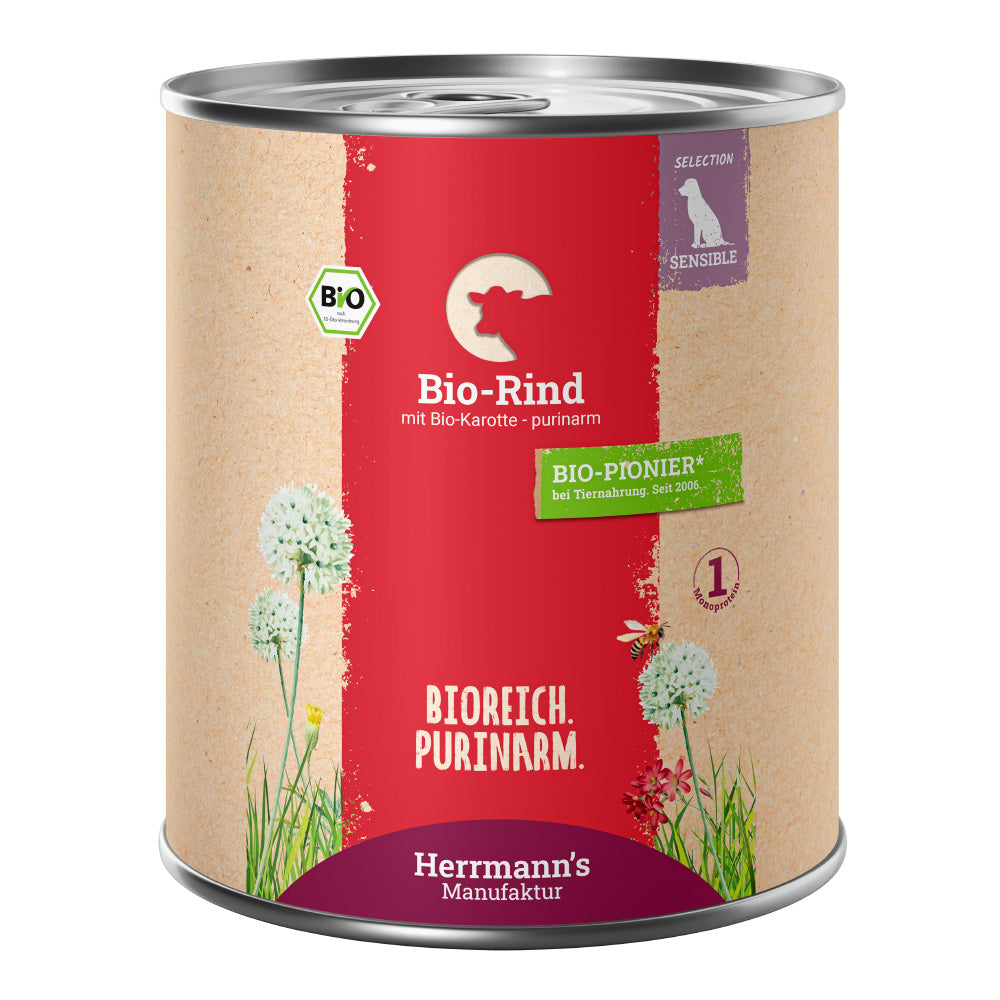 Herrmann Sensibel Rind & Karotte – purinarmes Hundefutter 800g