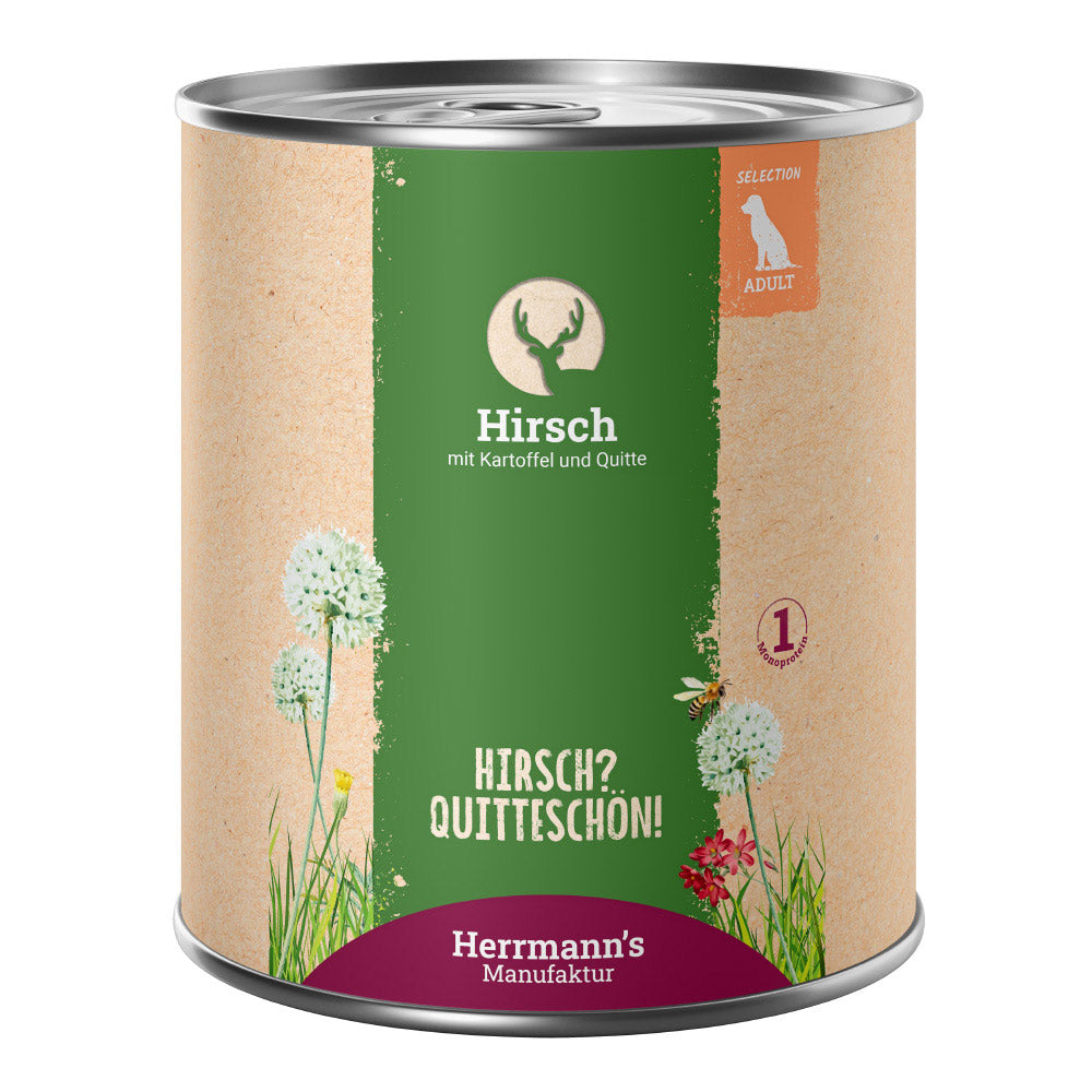 Herrmann’s Hirsch mit Kartoffel & Quitte – Hundefutter 800g