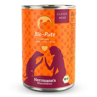 Herrmann’s Classic Bio-Pute mit Reis, Sellerie und Fenchel – Ergänzungsfuttermittel für Hunde in hochwertiger Bio-Qualität