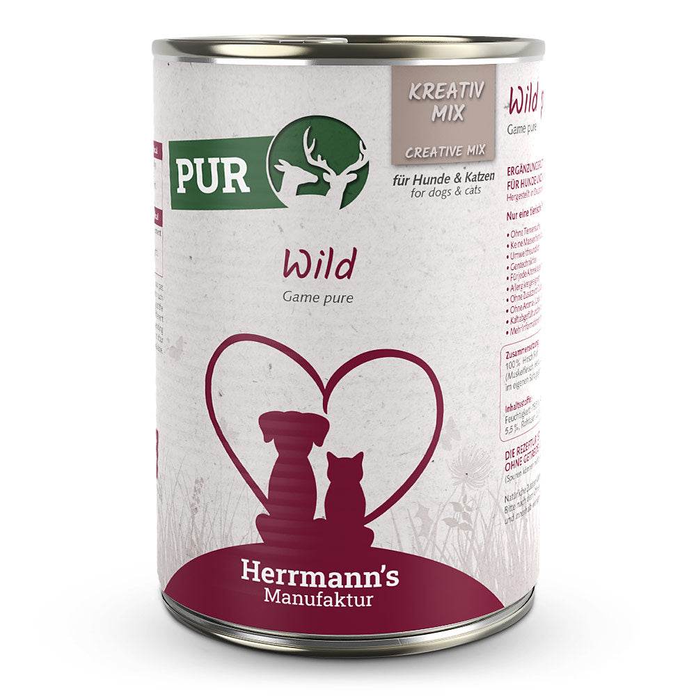 Herrmann’s Kreativ-Mix Reinfleisch Wild – 100 % Hirsch/Reh für Hunde und Katzen, naturbelassenes Ergänzungsfutter in Bio-Qualität