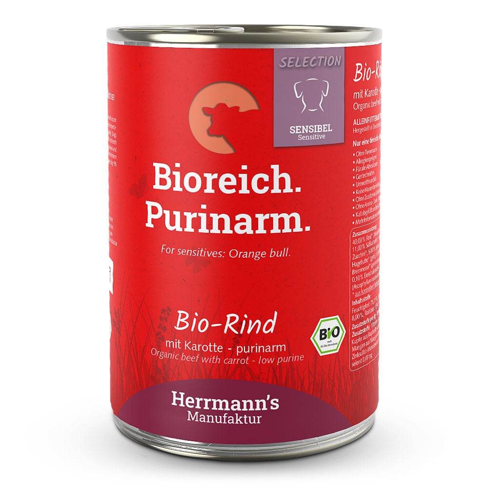 Herrmann’s Purinarmes Bio-Hundefutter mit Rind und Süßkartoffel – ideal bei Leishmaniose, getreidefrei & sensitiv
