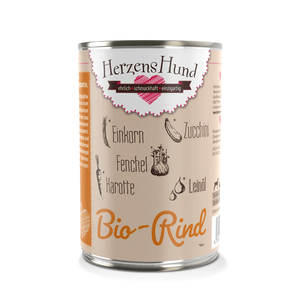 Herzenshund Bio Hundenassfutter Rind – Nährstoffreich & natürlich 400g