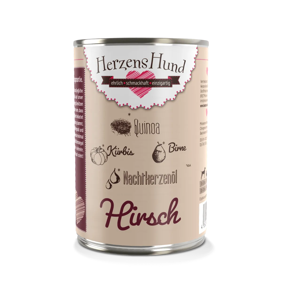 Herzenshund Hirsch – Nassfutter für sensible Hunde 400g