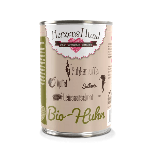 Herzenshund Nassfutter Huhn für Hunde – Bio, leicht verdaulich, mit Gemüse & Obst