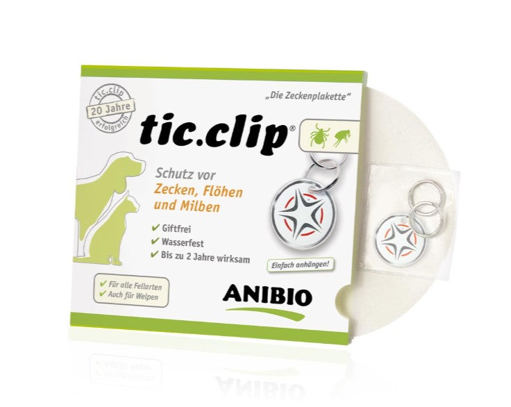 Anibio tic.clip Zeckenschutz für Hunde und Katzen in Originalverpackung – natürliche, chemiefreie Alternative gegen Zecken und Flöhe