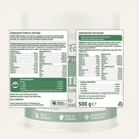 AniForte® BARF Complete — Etikett mit Inhaltsstoffen und Fütterungsempfehlung für Hunde. Natürliche Rundumversorgung mit Kräutern, Algen, Vitaminen und Mineralstoffen zur Unterstützung bei der artgerechten Rohfütterung (BARF).