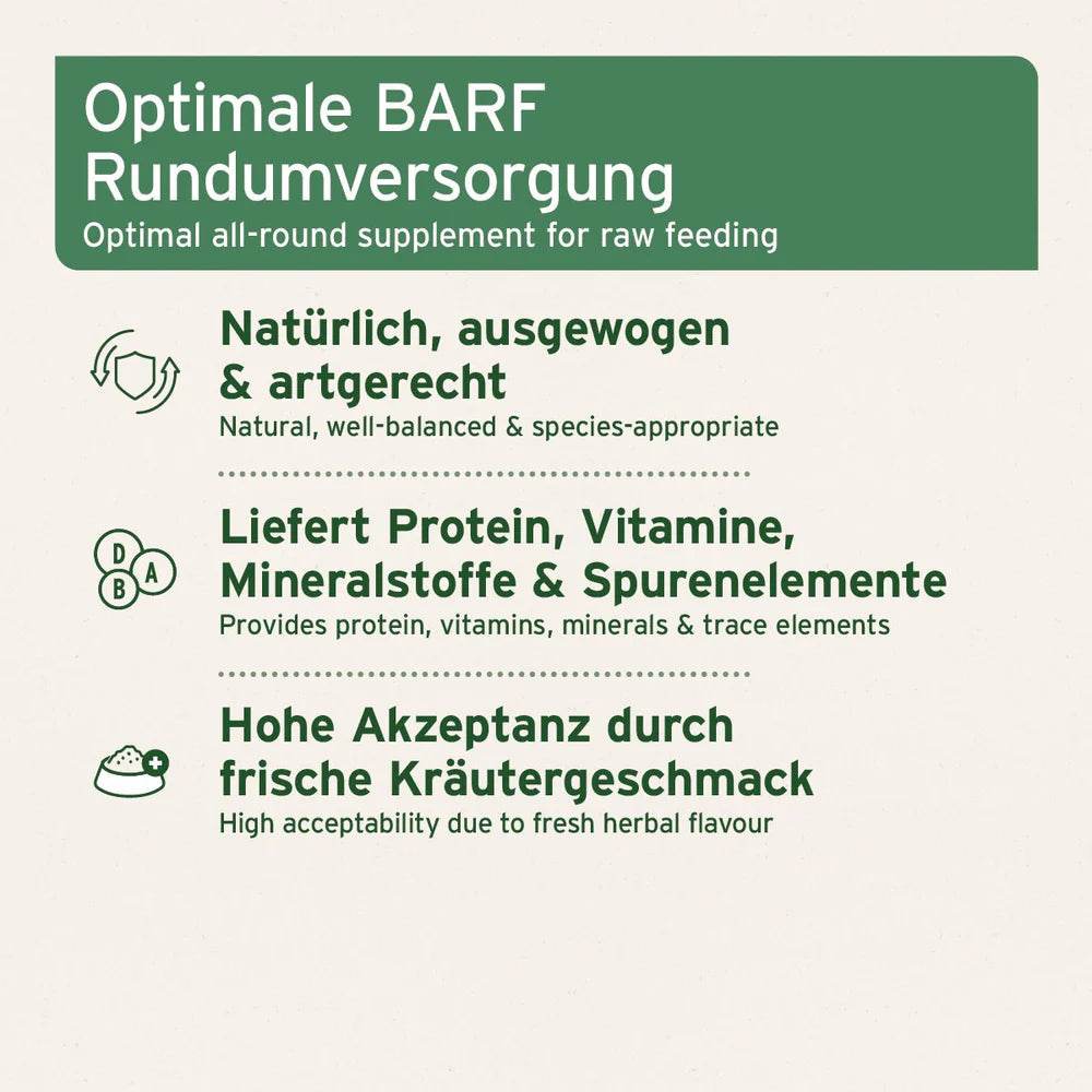 AniForte® BARF Complete – optimale Rundumversorgung für Hunde bei der BARF-Ernährung mit natürlichen Vitaminen, Mineralstoffen und Kräutern für ein gesundes, vitales Hundeleben.