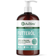 AniForte® Futteröl für glänzendes und vitales Fell, in Deutschland hergestellt, 100 % natürlich, mit Pumpverschluss.