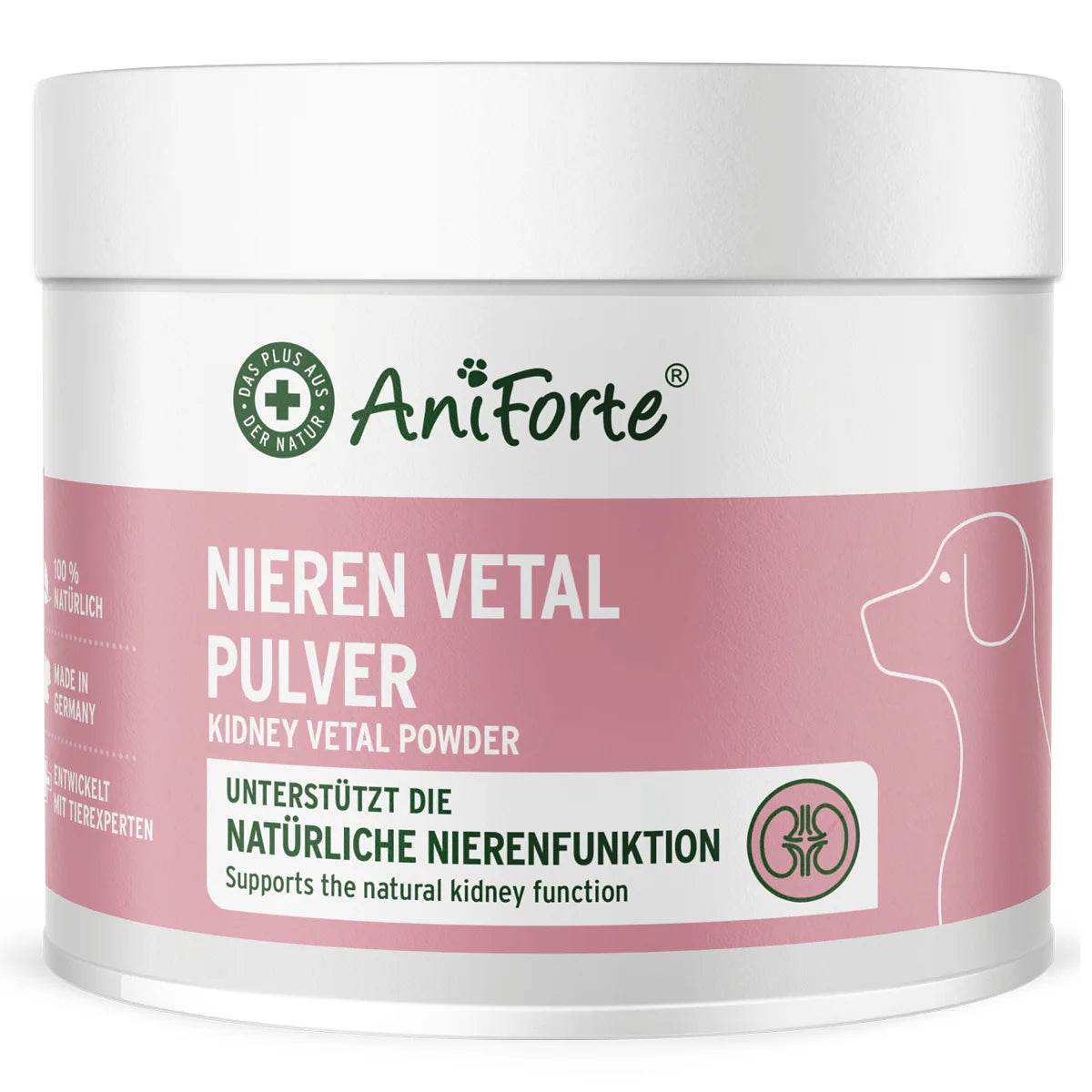 AniForte® NierenVetal Pulver – Natürliche Kräutermischung zur Unterstützung der Nierenfunktion und der Harnwege bei Hunden mit Heilpilz Cordyceps sinensis und weiteren natürlichen Inhaltsstoffen.