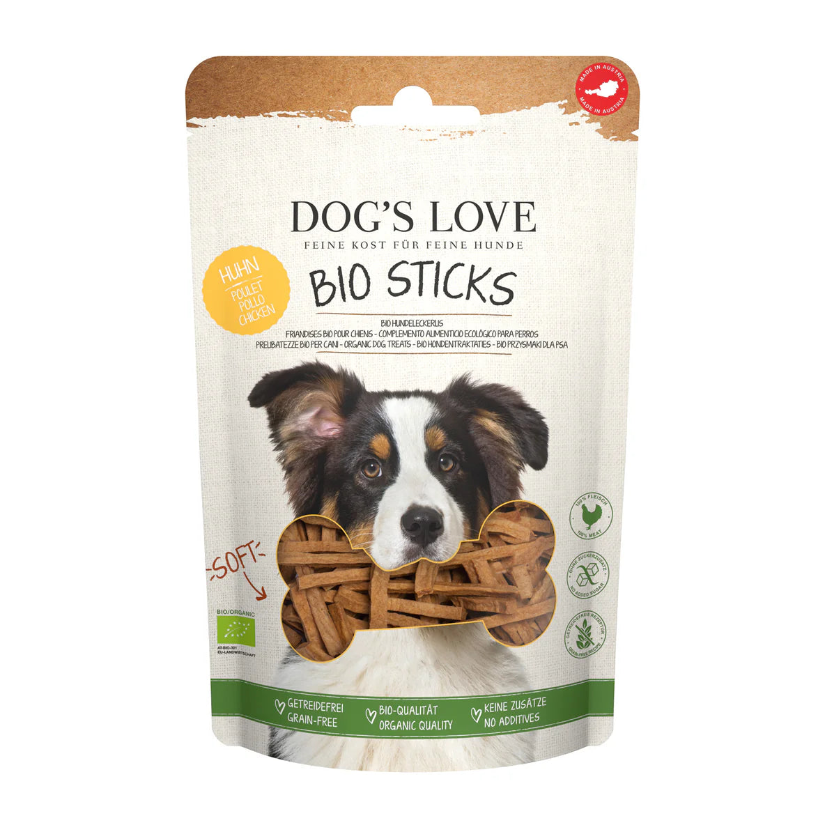 Bio Huhn Soft Leckerlis für Hunde – weiche, getreidefreie Snacks aus 100 % Bio-Hühnerfleisch, ideal als gesunde Belohnung beim Training oder für zwischendurch.