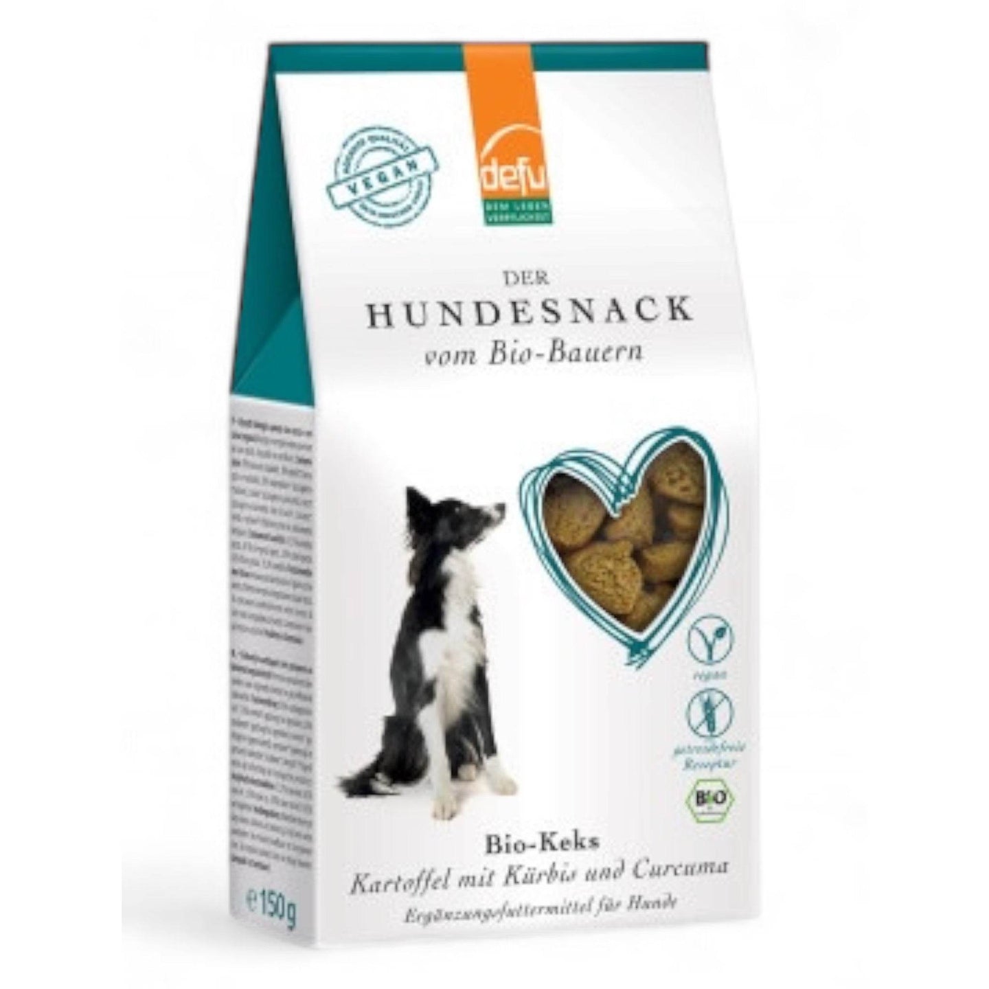 Bio-Keks für Hunde mit Kartoffel, Kürbis und Curcuma – veganer, getreidefreier Snack in Kürbisform mit Bio-Gemüse und Superfoods für gesunde Belohnung