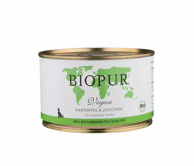 Biopur Kartoffel & Zucchini Hundefutter – veganes Bio-Alleinfutter mit Kartoffeln, Zucchini und Sojagranulat, ideal bei Eiweißunverträglichkeiten