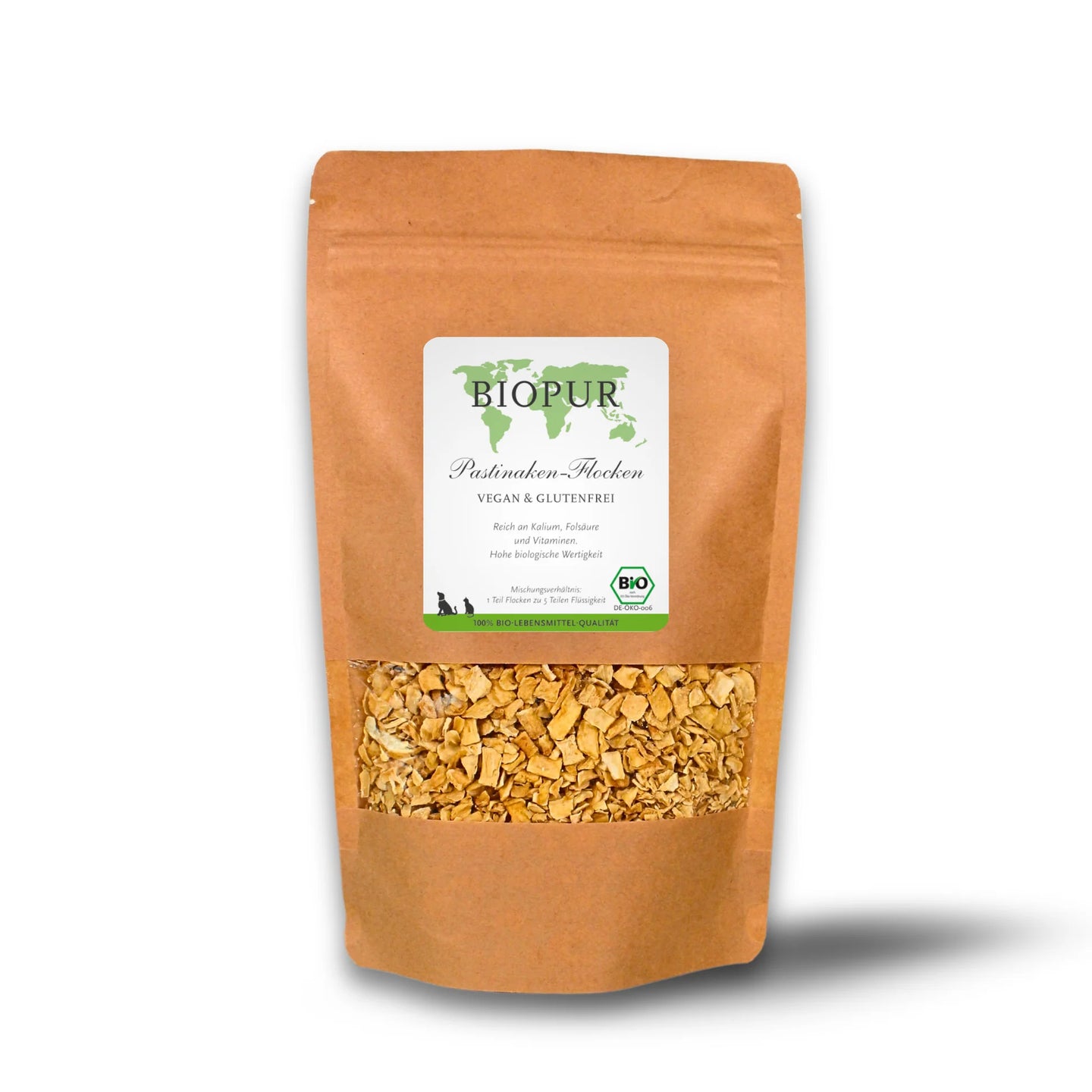 Biopur Pastinaken-Flocken für Hunde in Bio-Qualität – 100 % getrocknete Pastinake, nährstoffreich, leicht verdaulich und ideal für BARF und Ausschlussdiäten.