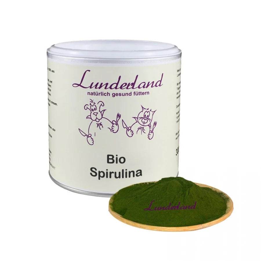 Lunderland Spirulina Pulver – 100 % Bio-Einzelfuttermittel für Hunde und Katzen zur Unterstützung von Darm, Energie und Basenhaushalt