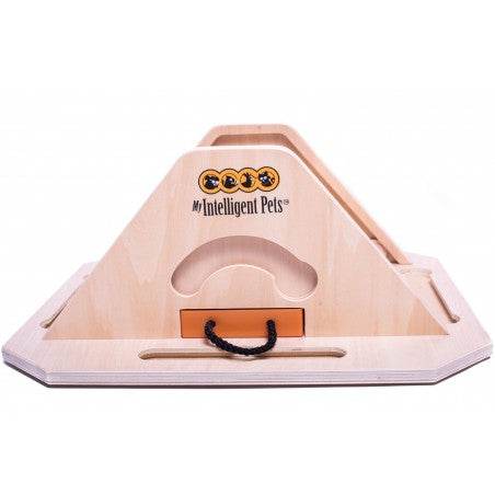 Pyramide Intelligenzspiel für Hunde von My Intelligent Dogs® – anspruchsvolles Denkspiel für mittelgroße und große Hunde, anpassbar von Schwierigkeitsgrad 1 bis 4 Pfoten, fördert spielerisch die geistige Fitness.