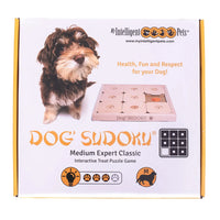 My Intelligent Dogs® Sudoku Medium Expert Classic in Originalverpackung – Intelligenzspielzeug aus Holz mit 9 Feldern und 8 Schiebeelementen für mittelgroße Hunde, fördert geistige Auslastung und Spielspaß.