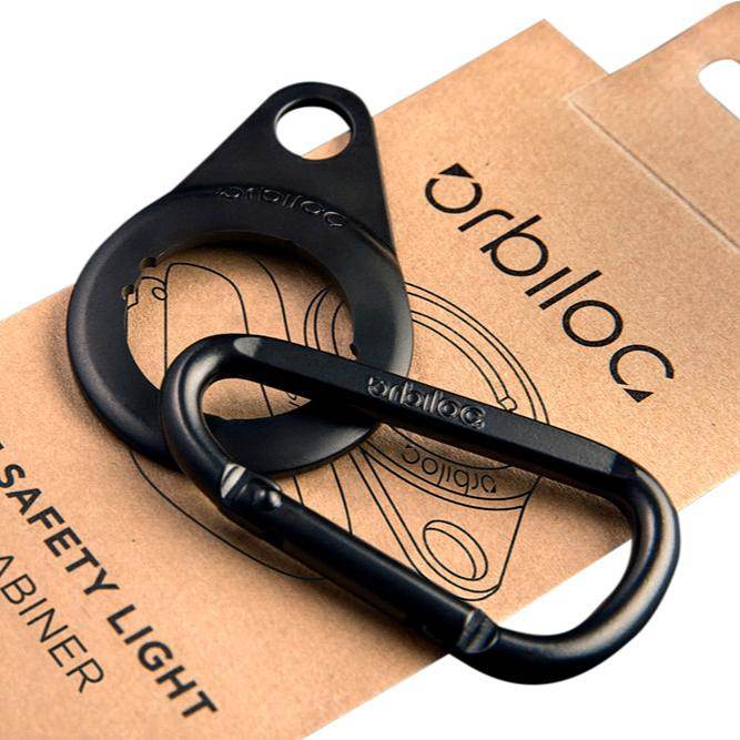 Orbiloc Carabiner – robuster Karabiner zur sicheren Befestigung des Orbiloc Safety Light an Hundegeschirr, Rucksack oder Kleidung, ideal für große Hunde und Outdoor-Aktivitäten.