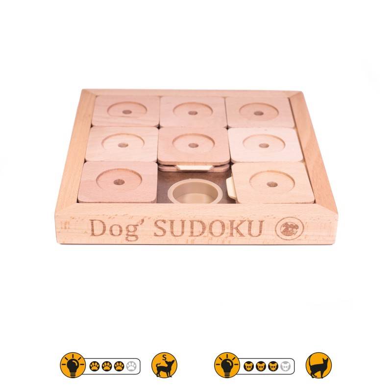 Pet' SUDOKU® – Intelligenzspiel für Hunde, fördert geistige Aktivität und Problemlösungsfähigkeiten, anpassbar in Schwierigkeitsgraden mit Leckerlis als Belohnung.