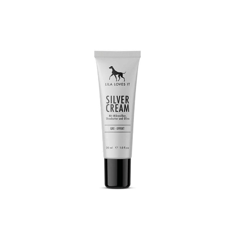 SILBERCREME für Hundehaut – beruhigt gereizte Haut, lindert Juckreiz und fördert die Hautregeneration. Mit natürlichen Inhaltsstoffen wie Bio-Sheabutter, Bio-Aloe Vera und Mikrosilber (nano-frei).