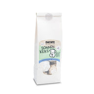 "Sonnen-Kekse für Hunde – vegane Snacks aus Bio-Dinkelmehl, Naturreis, Zucchini und Kokosöl, handgefertigt und ohne künstliche Zusätze."