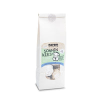 "Sonnen-Kekse für Hunde – vegane Snacks aus Bio-Dinkelmehl, Naturreis, Zucchini und Kokosöl, handgefertigt und ohne künstliche Zusätze."