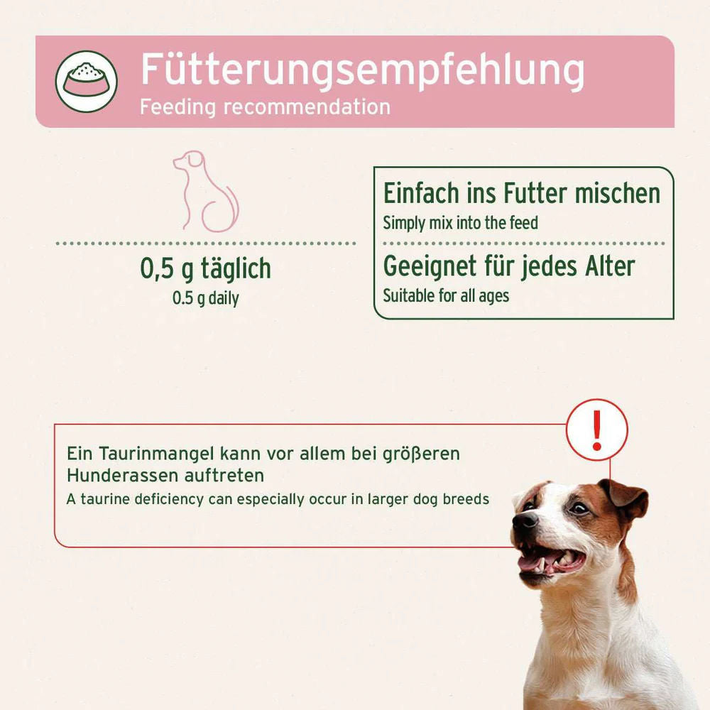 AniForte Taurin Pulver – hochdosierte Taurin-Ergänzung für Hunde Fütterungsempfehlung
