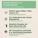 Aniforte Umgebungsspray zur Parasitenabwehr, effektiv gegen Milben, Flöhe, Läuse und andere Schädlinge, entwickelt mit ätherischen Ölen, für Vorbeugung und Bekämpfung, hergestellt in Deutschland.