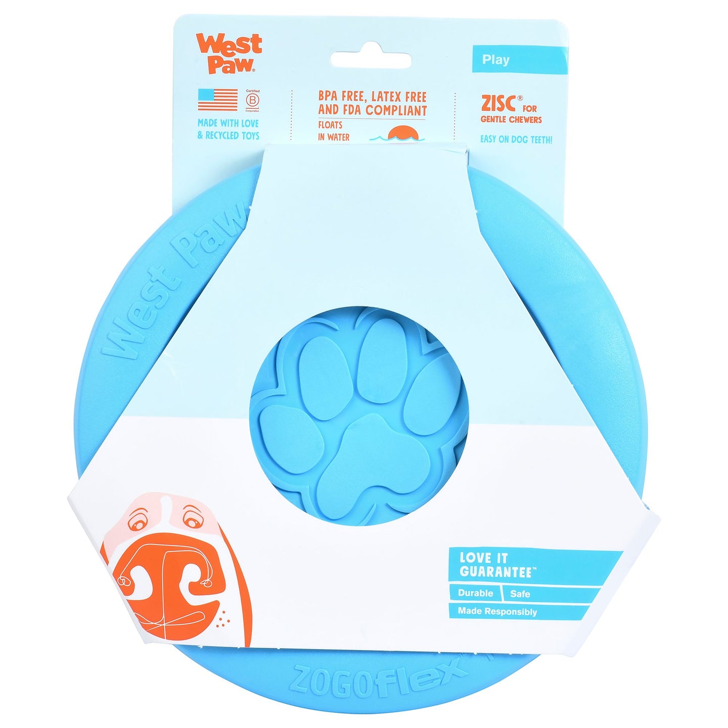 West Paw Design Zisc Hundespielzeug – Umweltfreundliche und langlebige Frisbee aus Zogoflex®, ideal für Wasserspiele und sicher für Hunde und Katzen
