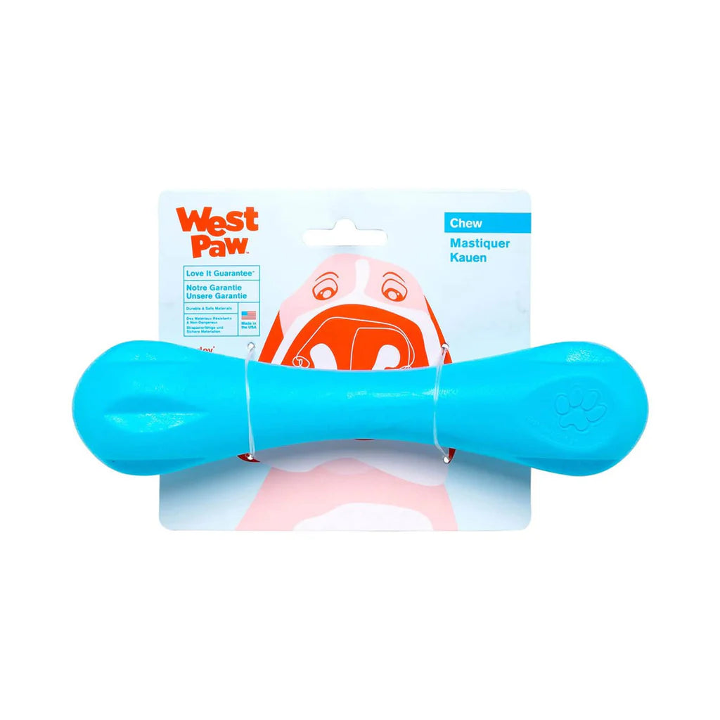 Zogoflex Knochen Hurley Bone von West Paw – Flexibles, strapazierfähiges Kauspielzeug für Hunde, ideal zum Kauen, Apportieren und Wasserspiele. Frei von schädlichen Chemikalien und für alle Hundgrößen geeignet.
